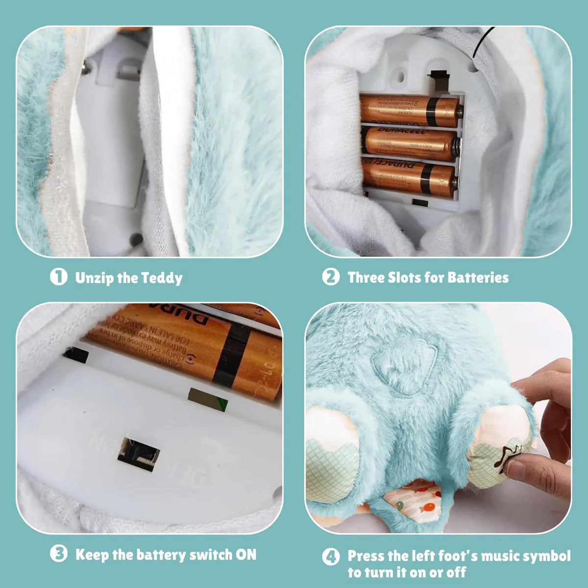 Soft Plush Musical Teddy Bear Toy With Led Light